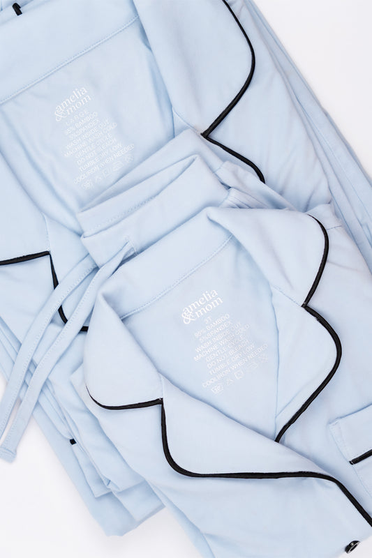 MOM and Kid Bundle Cuddle Blue Pajama Set
