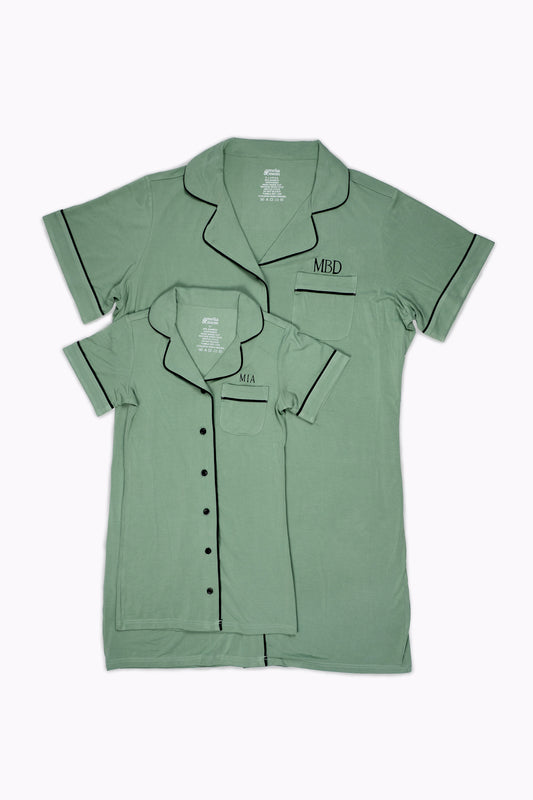 MOM and Kid Bundle Sage Kiss Pajama Dress