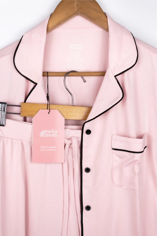Mom + Mini Bamboo Pajama Pants Set in Rose Embrace