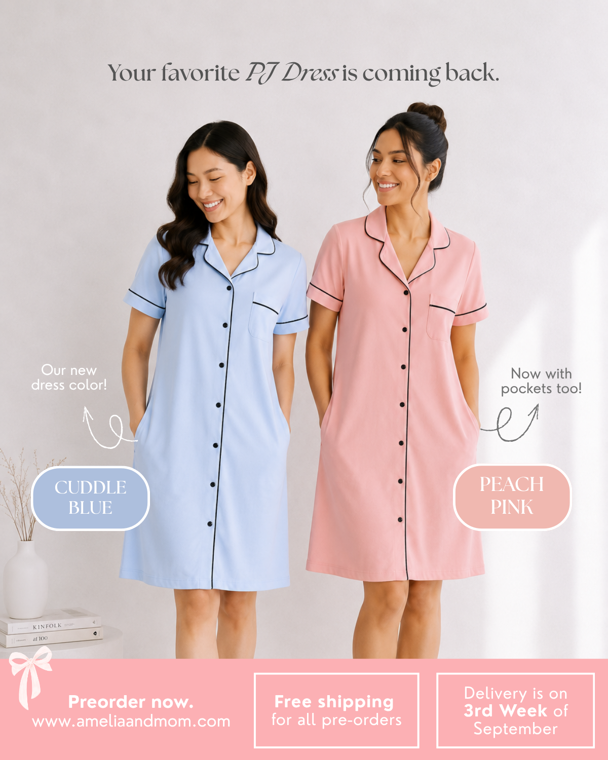 PREORDER: Ultra Soft Butter Bamboo Pajama Dress in Cuddle Blue