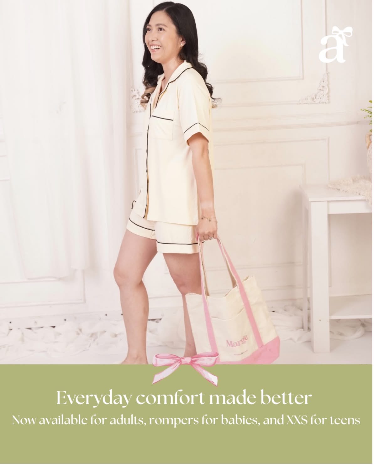 Summer Collection Bundle : Buy 2 PJ shorts Bubble Gum Pink & get FREE personalized Summer Tote Bag