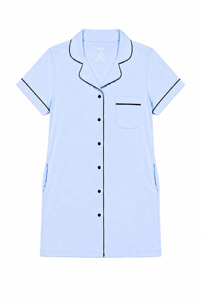 PREORDER: Ultra Soft Butter Bamboo Pajama Dress in Cuddle Blue