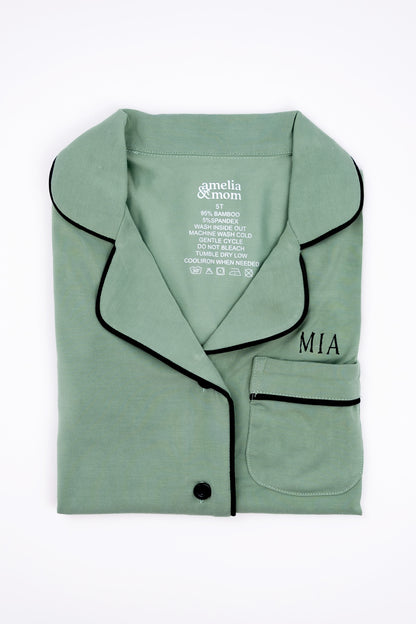 Ultra Soft Butter Bamboo Pajama Dress for Kids in Sage Green