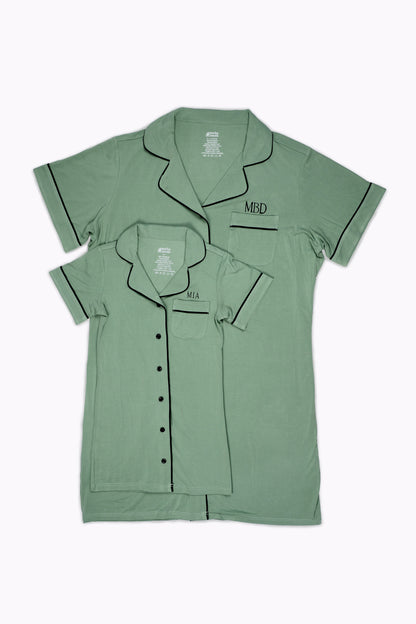 Ultra Soft Butter Bamboo Pajama Dress for Kids in Sage Green