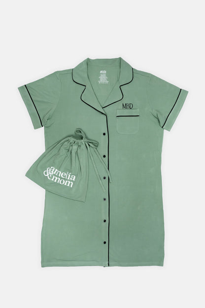 Ultra Soft Butter Bamboo Pajama Dress in Sage Kiss