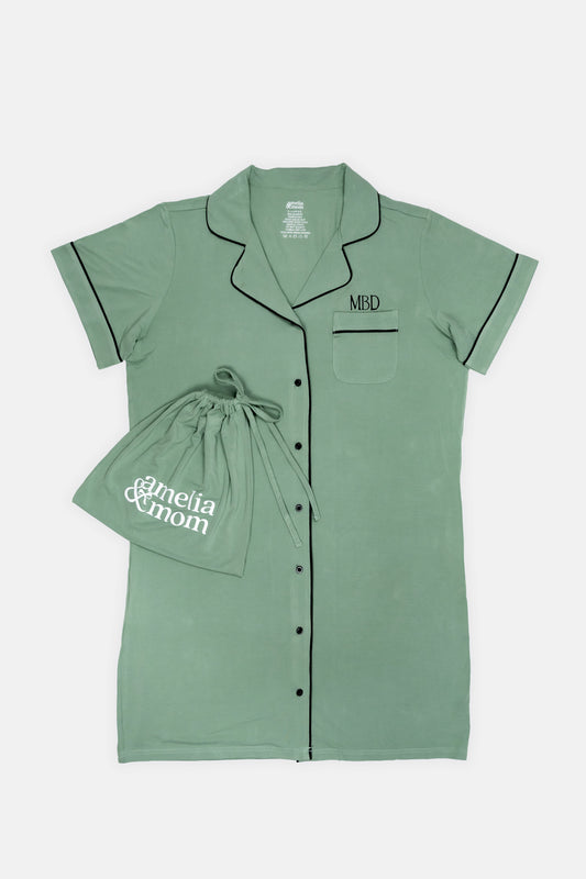 Ultra Soft Butter Bamboo Pajama Dress in Sage Kiss