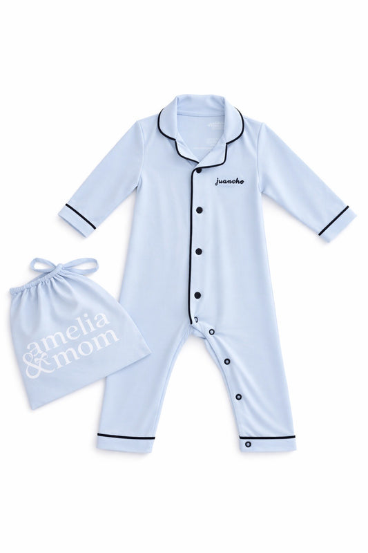 PREORDER: Ultra Soft Butter Bamboo Baby Pajama Onesie  in Cuddle Blue