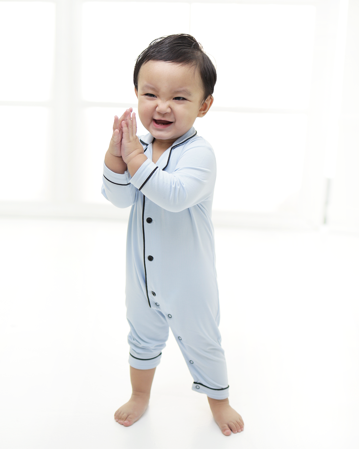 PREORDER: Ultra Soft Butter Bamboo Baby Pajama Onesie  in Cuddle Blue