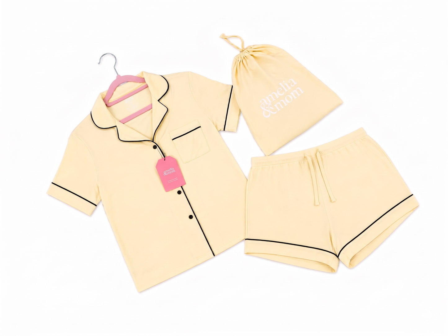 Summer Collection Bundle : Buy 2 PJ shorts Sunshine Yellow & get FREE personalized Summer Tote Bag