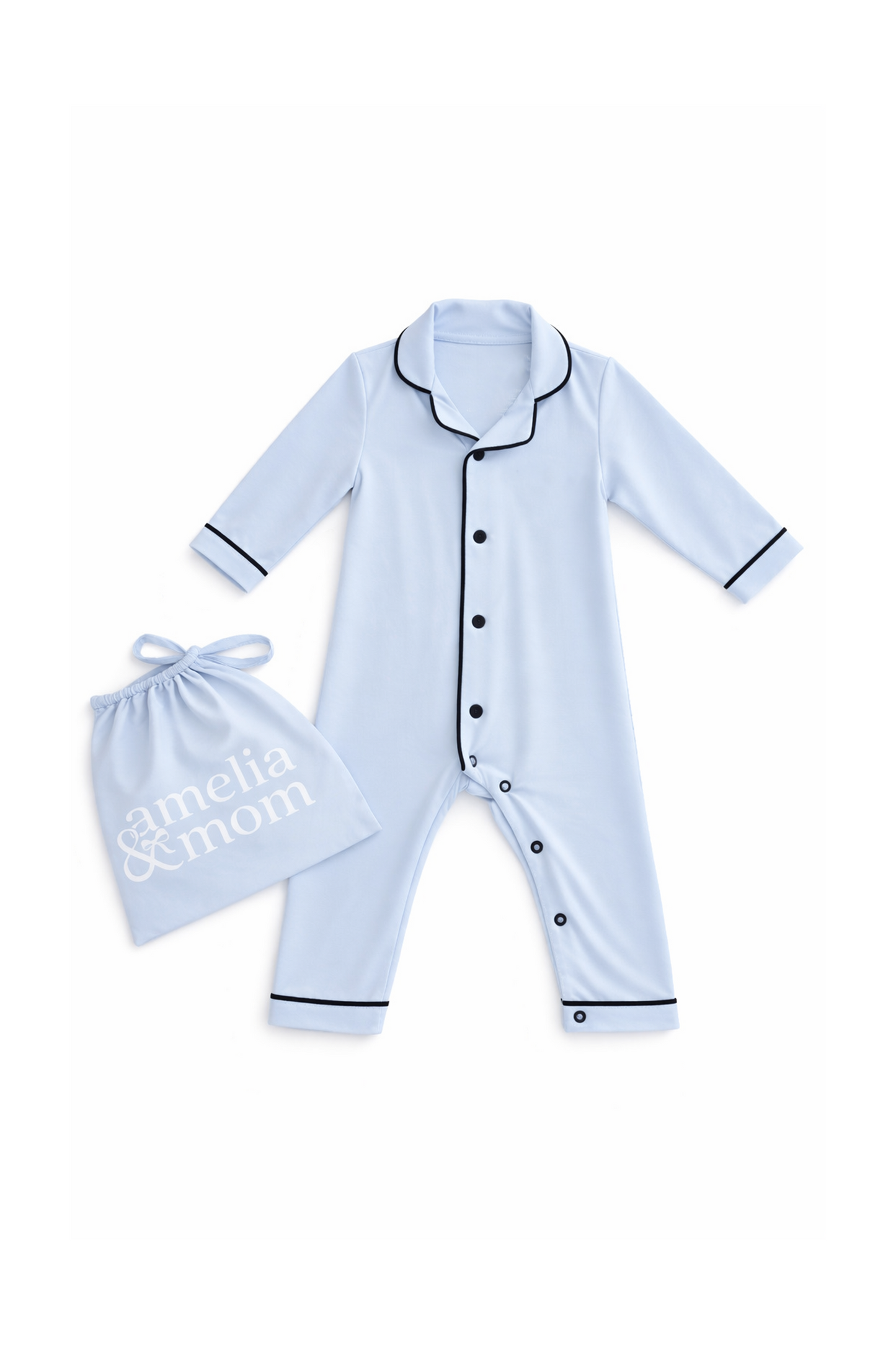 PREORDER: Ultra Soft Butter Bamboo Baby Pajama Onesie  in Cuddle Blue