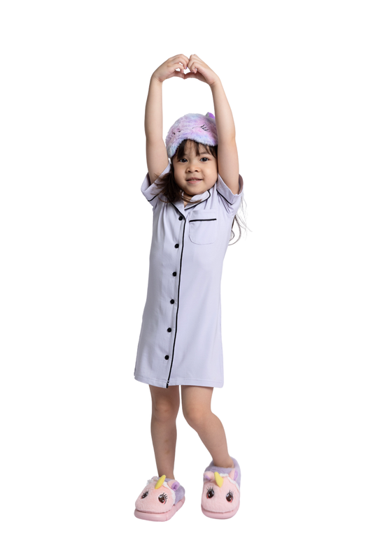 Ultra Soft Butter Bamboo Pajama Dress for Kids in Lilac Dream