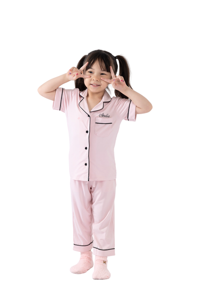 Ultra Soft Butter Bamboo Pajama Set for Kids in Rose Embrace